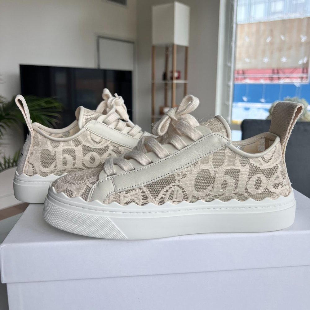 NEW Chloé Lauren Sneakers Mild Beige in size EU 37/US 7